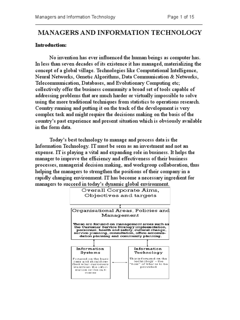 Managers' Role in Information Technology | PDF | Information System ...