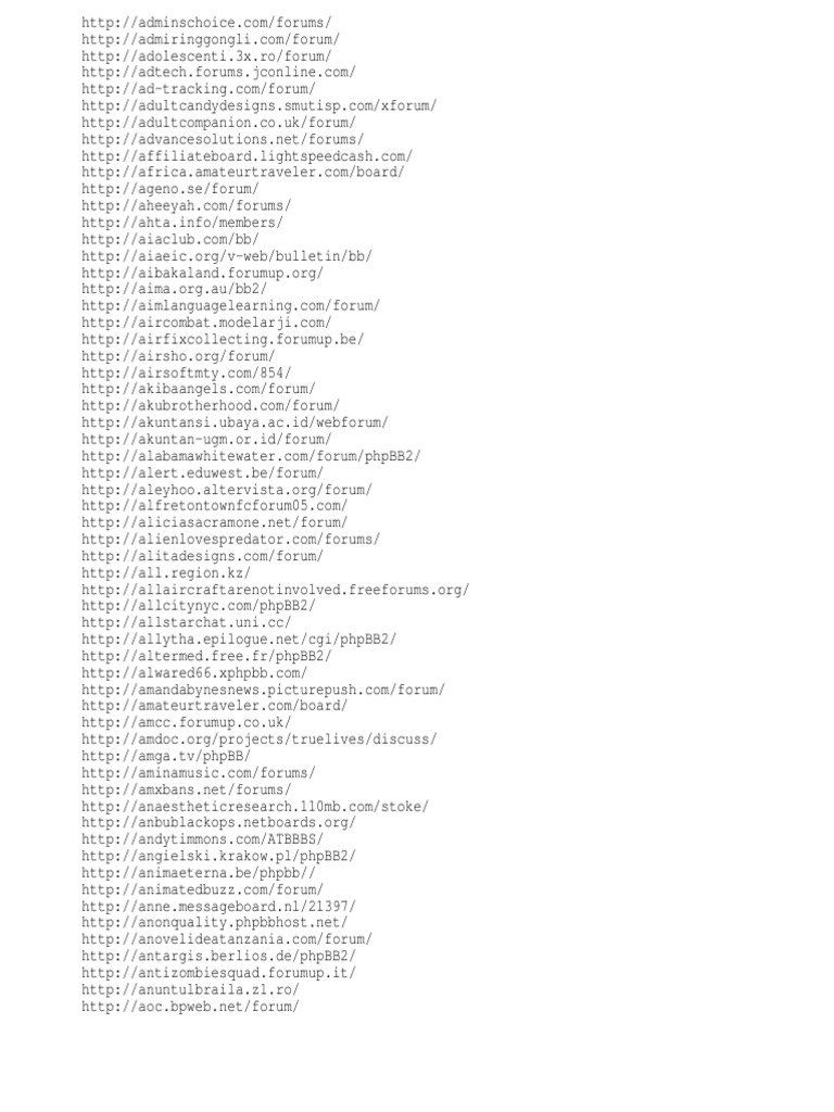 List of Forums PDF Hypertext
