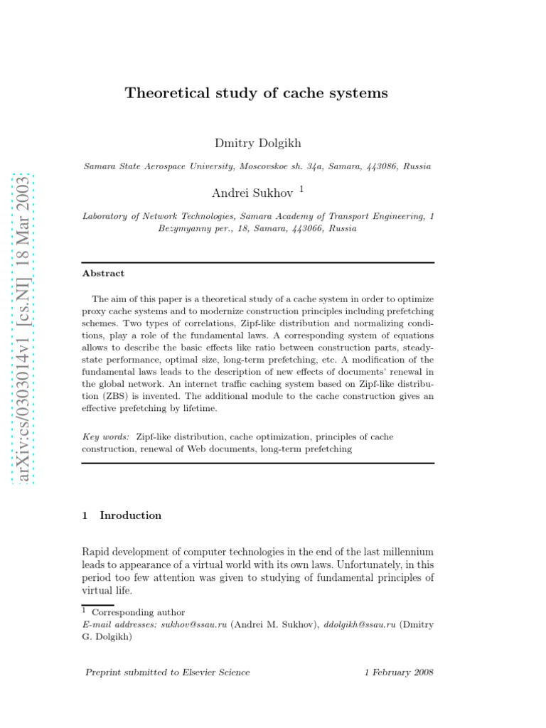 Cache System Optimization Study | PDF