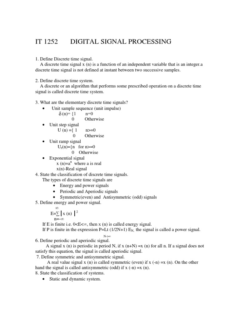 It1252 Digital Signal Processing PDF Discrete Fourier Transform