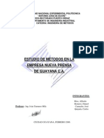 Estudio Metodos Empresa Nueva Prensa Guayana C A
