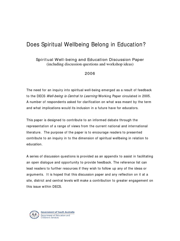 Spiritual Wellbeing in Education Inquiry | PDF | Well Being | Spirituality