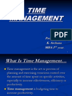 Time Management: Presented by K. Archana Mba 1 Year