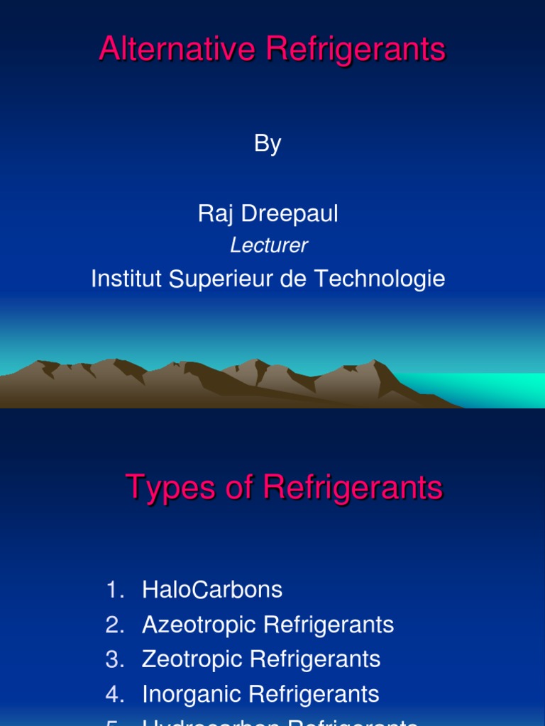 Alternative Refrigerants PPT Scri PDF