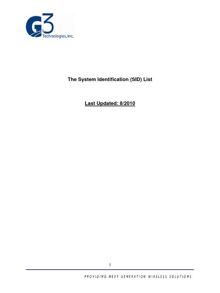 System Identification Numbers (SIDs) Guide | PDF | At&T Mobility ...