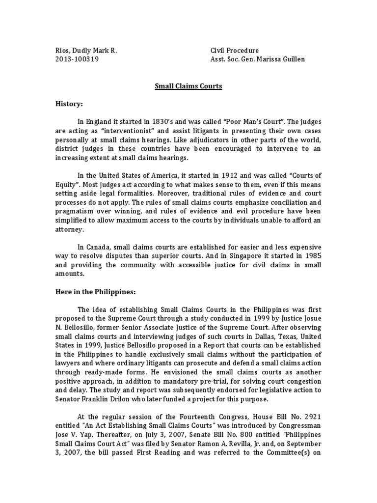 Small Claims Courts Lawsuit Cause Of Action