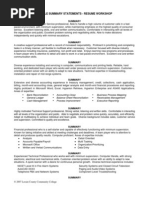 Summary Statements for Experience Resume General