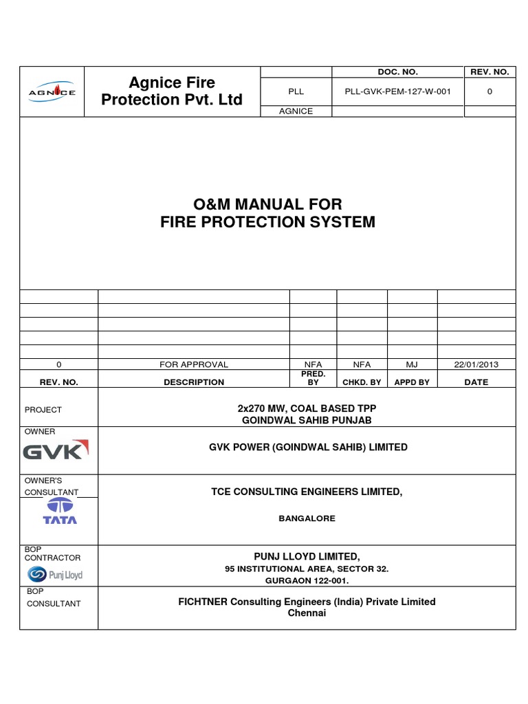 O&M Manual for Fire Protection System | PDF | Valve | Pump