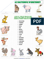 Farm Animals Matching Vocabulary Worksheet 1