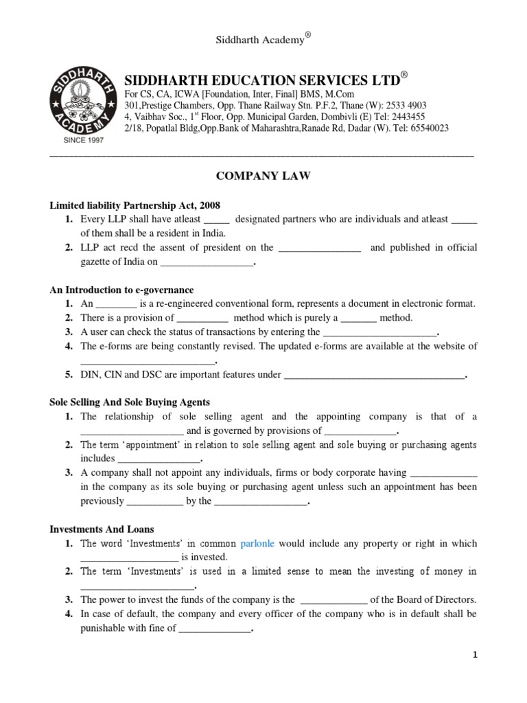 Company Law Objectives Board Of Directors Dividend Free 30day