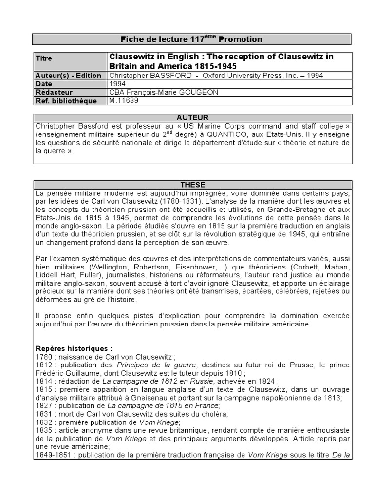De La Guerre Clausewitz Texte Intégral Pdf Clausewitz PDF | PDF | Carl Von Clausewitz | Militaire