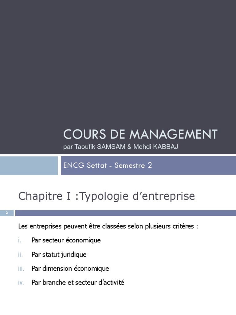 Cours Management S2 Part 1 | PDF | Planification | Business