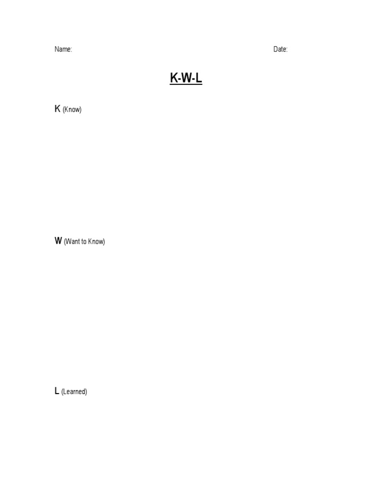 K-W-L Chart: Know, Want, Learned | PDF | Young Adult