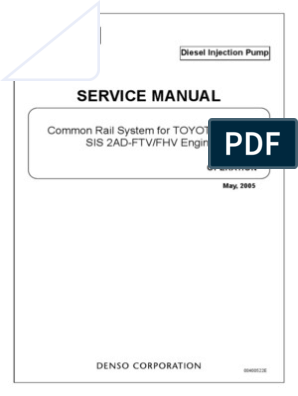 Toyot Common Rail System-2Ad Denso For Avensis Service Manual | Pdf