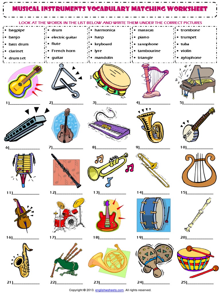 musical-instruments-vocabulary-matching-exercise-worksheet