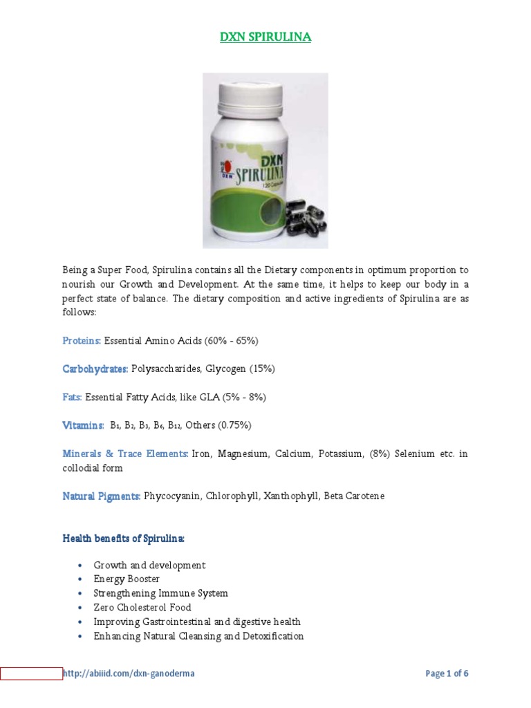 DXN Spirulina PDF Lipid Nutrition