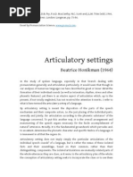 Articulatory Settings, Honikman (1964)