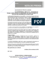 NP. 119-13 La Empresa Privada ENVIROSEAL LIMA S.A.C. Autorizada Por Emape Realizó Prueba de Estabilizador de Suelo Ecológico en Una Zona Del Acantilado de La Costa Verde