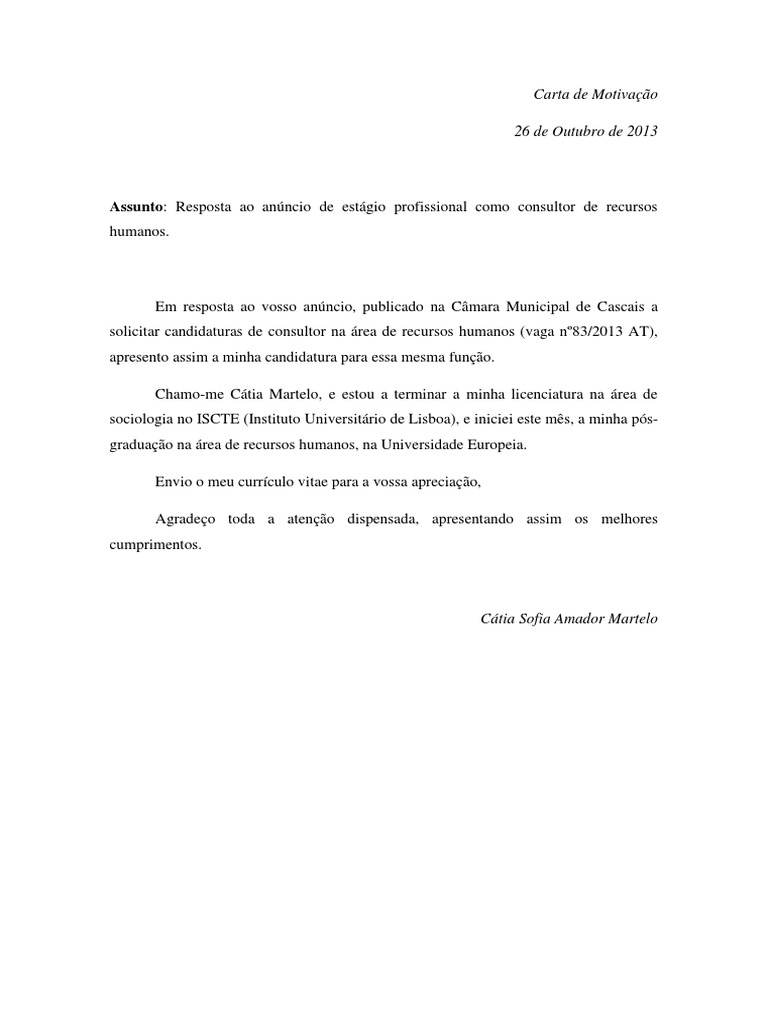 Carta de Motivação