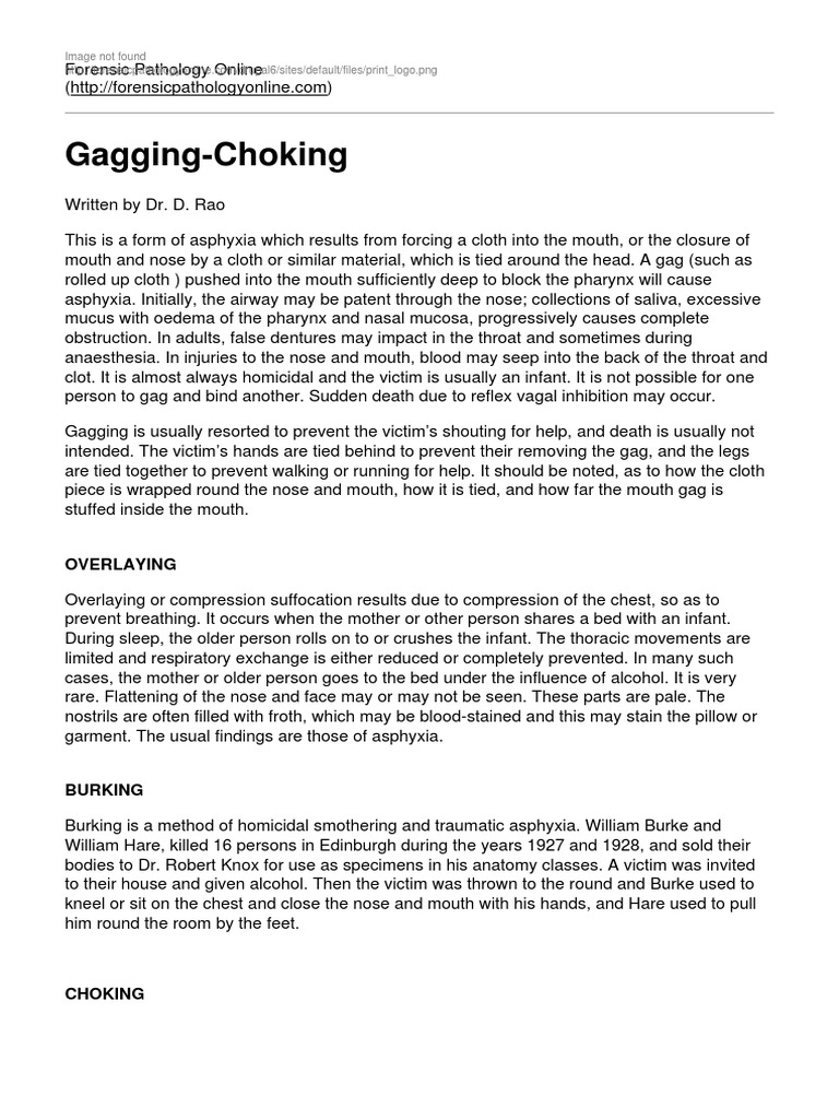 Gagging Choking PDF Human Anatomy Diseases And Disorders
