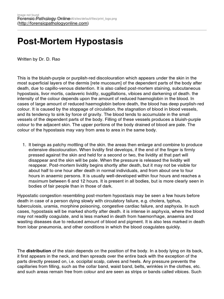Post Mortem Hypostasis | PDF | Skin | Anatomy
