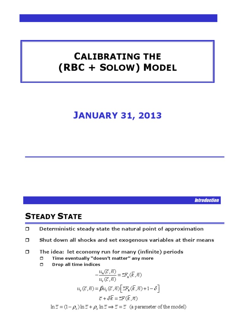 Calibration RBC PDF Economic Model Labour Economics