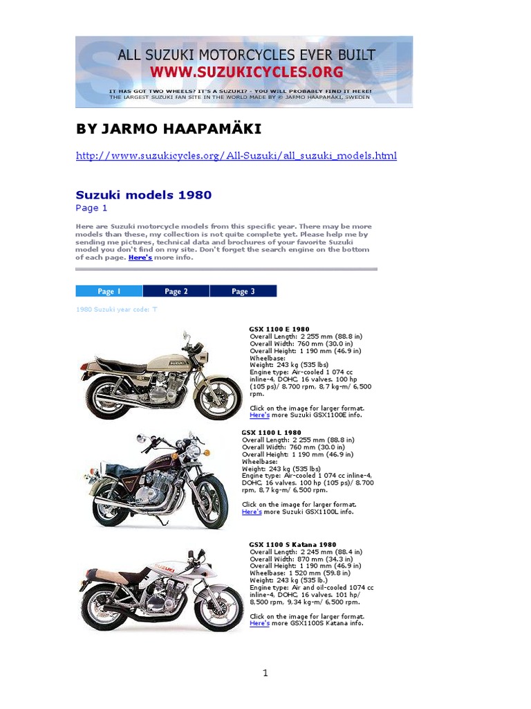 Suzuki GS1150E Engine Specifications | PDF | Inline Four Engine