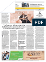 "La Buena Alimentación Del Alma Tiene Mucho Que Ver Con Mi Longevidad" - El Comercio Arequipa - Entrevista A Andreina Rivera (11/05/2013)