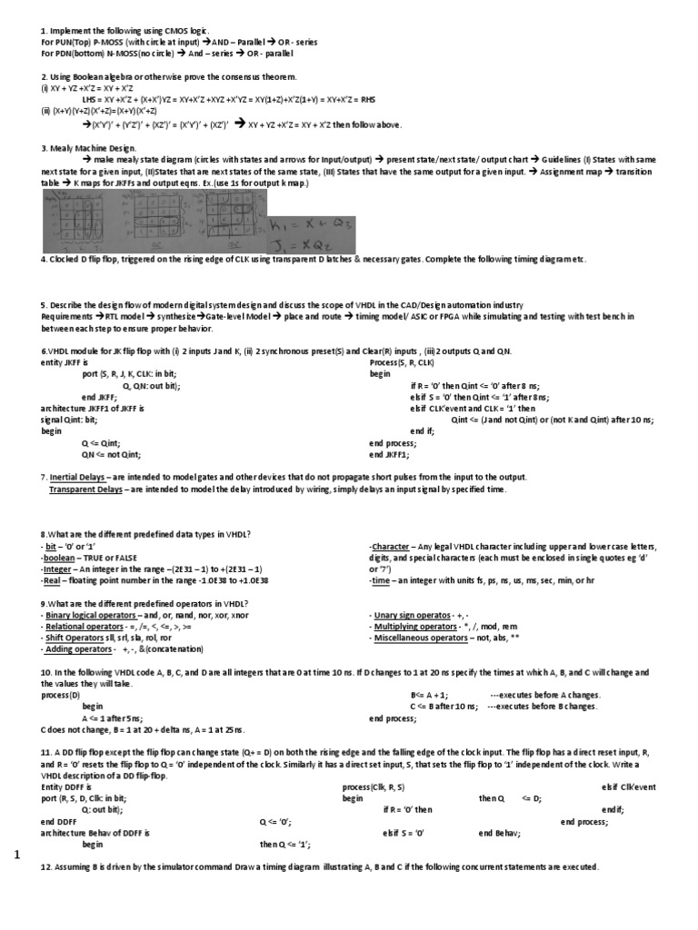 VHDL Cheat Sheet Exam 1 | PDF | Vhdl | Electronic Circuits