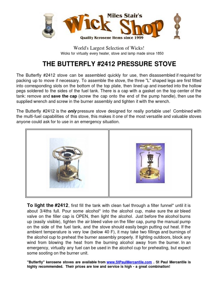 Kerosene PRESSURE STOVE Manual PDF Kerosene Boiling