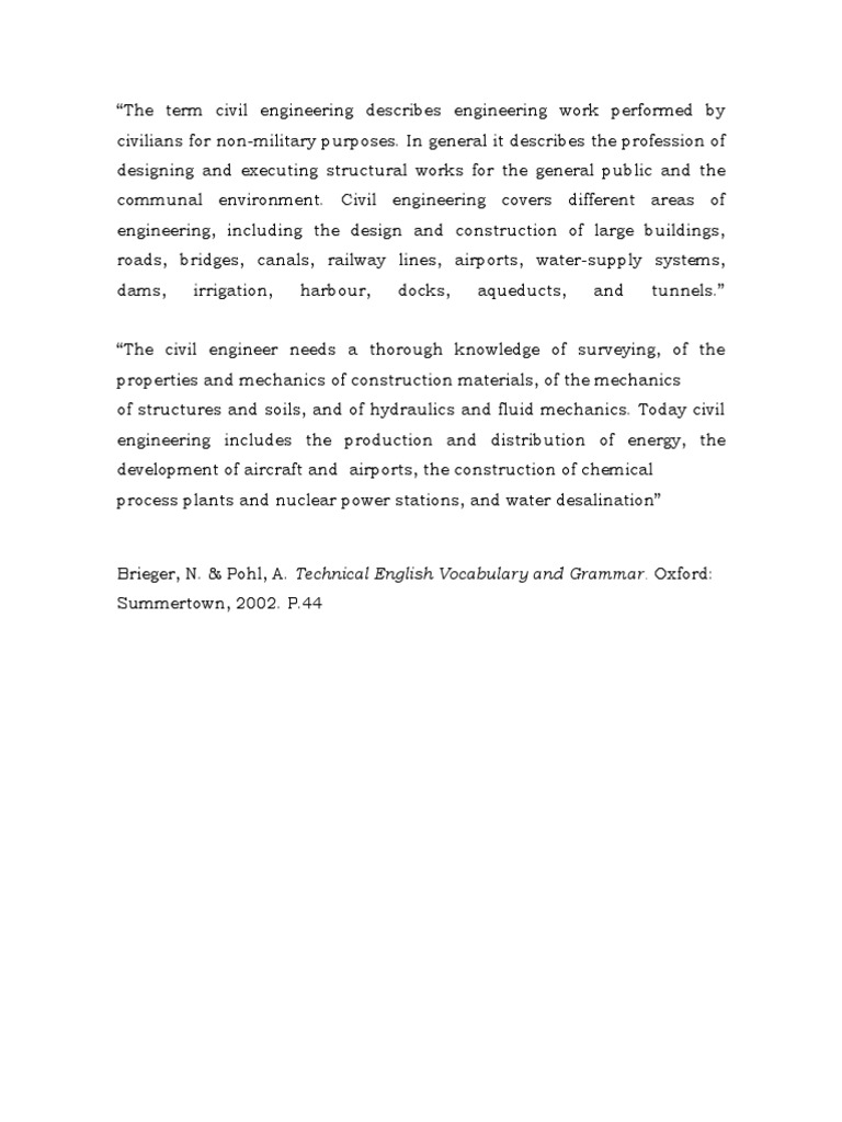 The Term Civil Engineering Describes Engineering Work Performed by ...