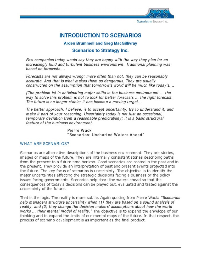 Scenario Planning for Uncertain Futures | PDF | Scenario Planning ...