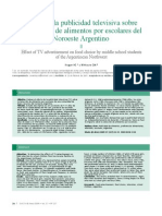 Efecto de La Publicidad Televisiva Sobre La Selección de Alimentos Por Escolares Del Noreste Argentino