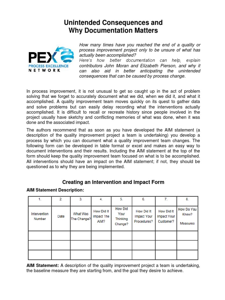 Unintended Consequences and Why Documentation Matters | PDF