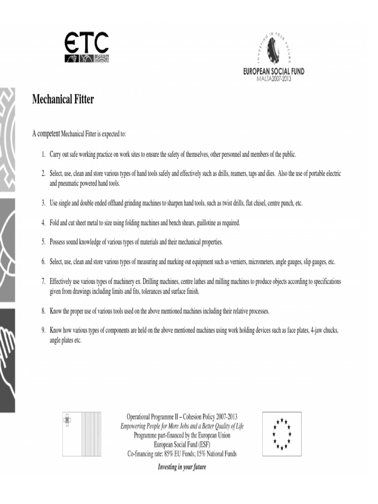 Mechanical Fitter Training Guide | PDF | Machines | Machining