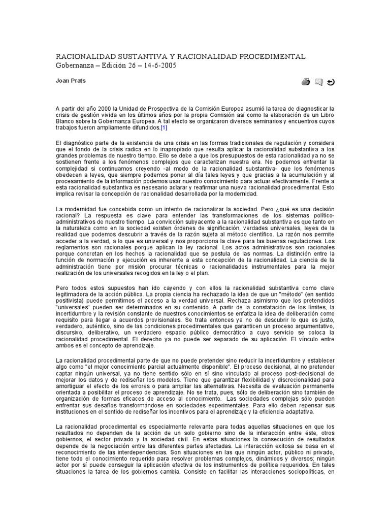 Racionalidad Sustantiva y Racionalidad Procedimental Descargar gratis