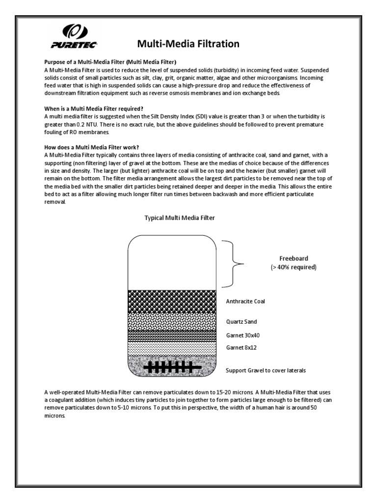 Basics of Multi Media Filtration MMF | PDF