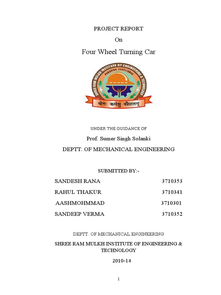 Four Wheel Turning Car Project Report | PDF | Steering | Relay