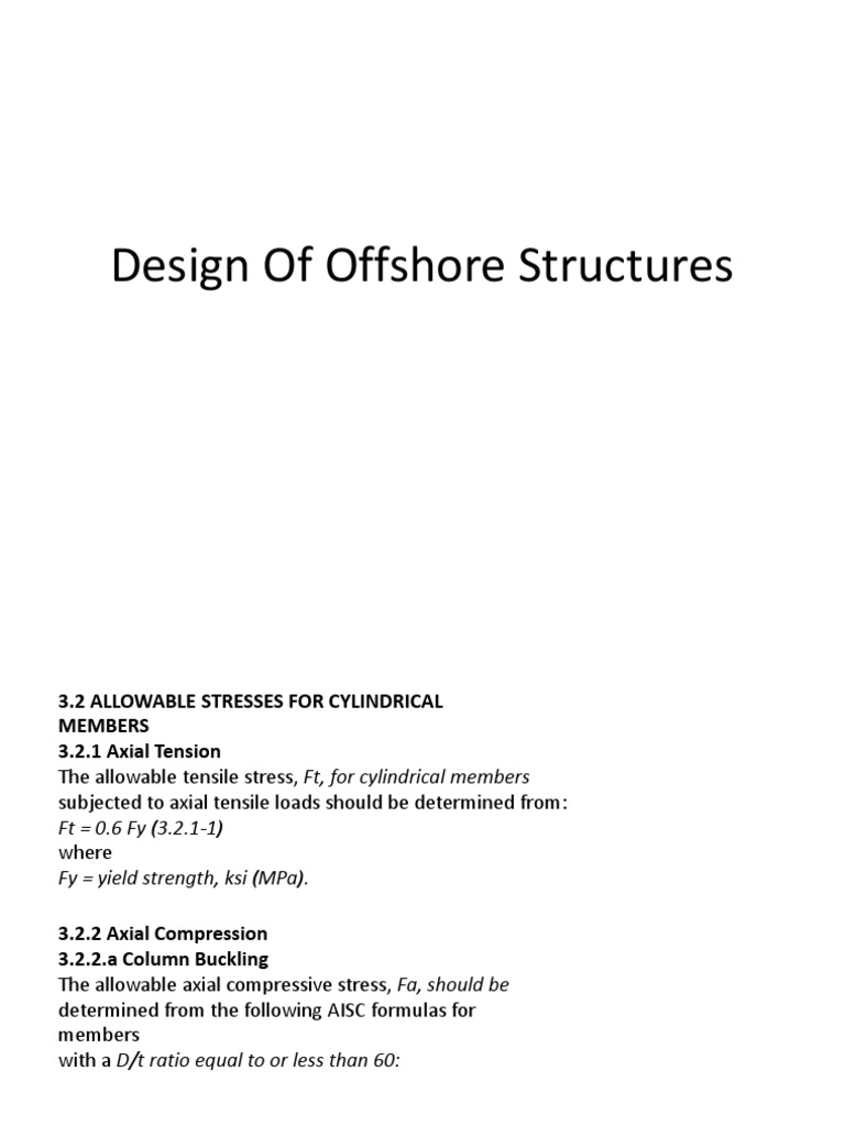 Allowable Stresses in Offshore Structures | PDF | Buckling | Structural ...