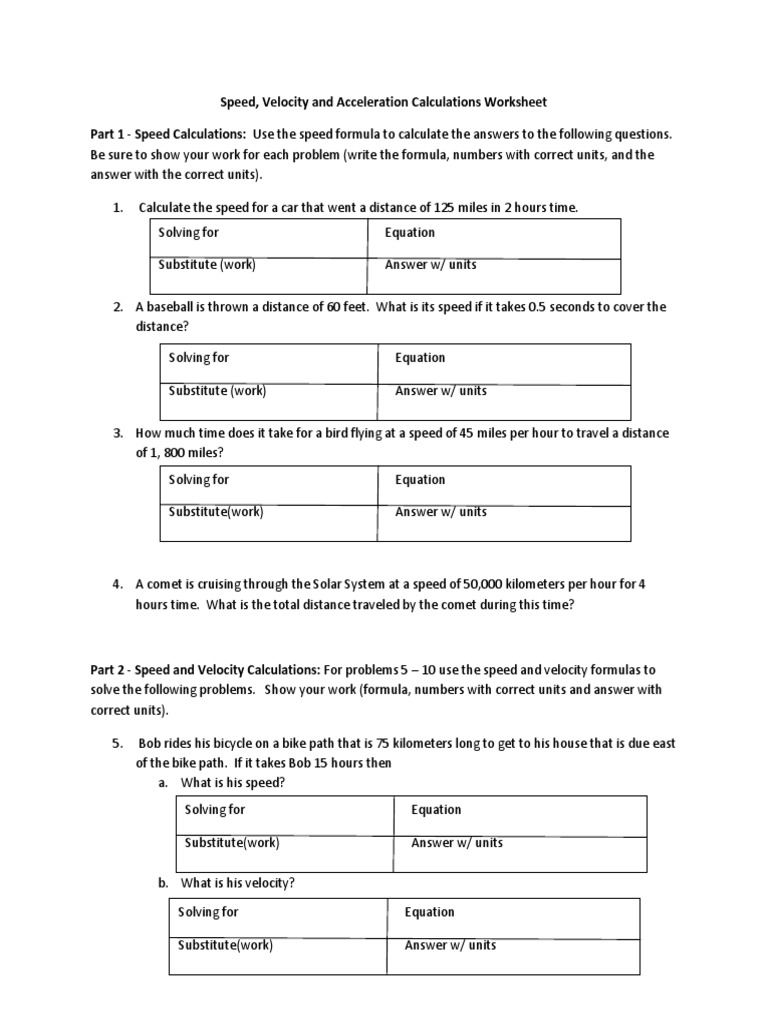 29 Acceleration Calculations Worksheet Physical Science If8767 - Free