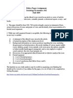 Ethics Paper Assignment Sociology/Economics 362 Fall 2009