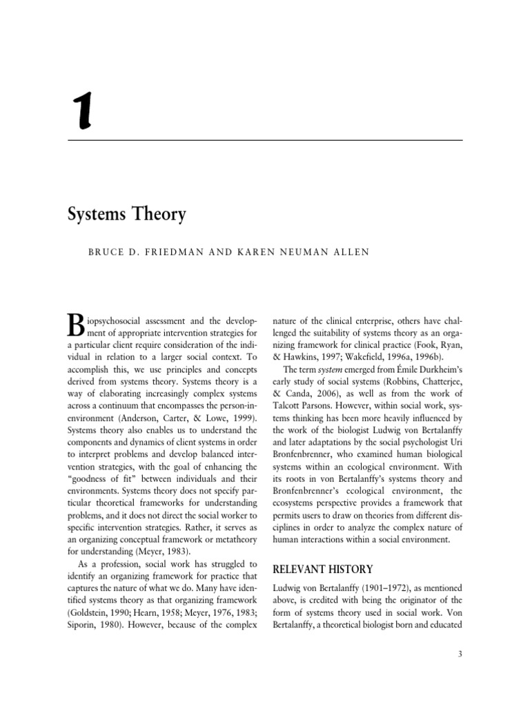 Systems Theory in Social Work Practice | PDF | Systems Theory | System