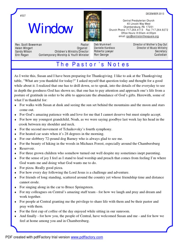 Window: The Pastor's Notes | PDF | Christmas | Jesus