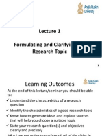 Lecture 1 Formulating and Clarifying The Research Topic