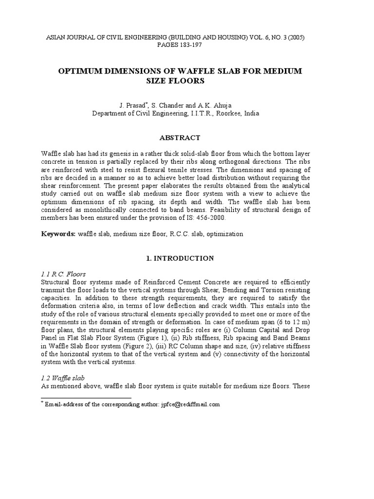 Optimum Dimensions of Waffle Slab For Medium Size Floors | PDF ...