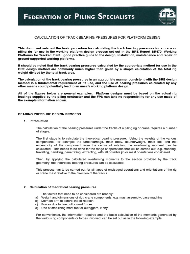 Bearing Pressure Calculation Crane (Machine) Drilling Rig