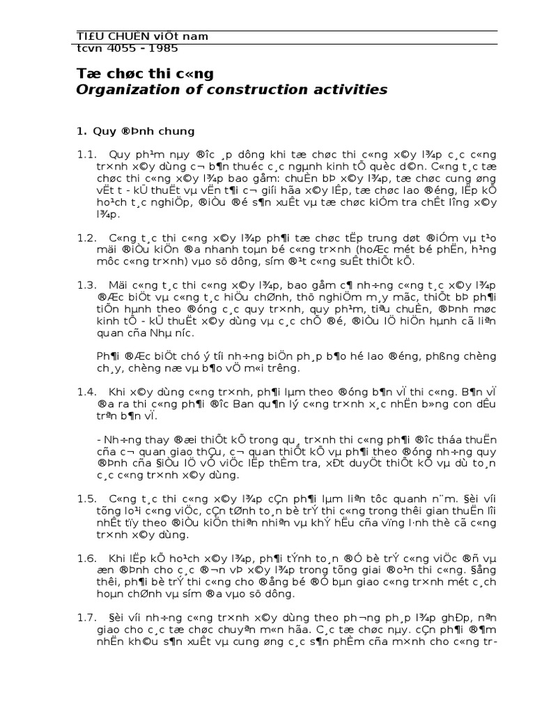 Tcvn 4055 1985 To Chuc Thi Cong Vietnam Works