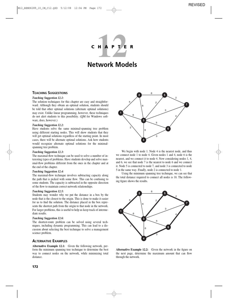 Network Models Eaching Uggestions PDF Mathematical Optimization