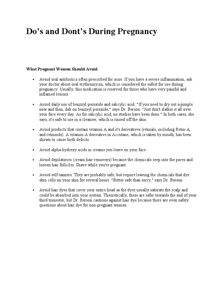 Do's and Dont's During Pregnancy | PDF | Pregnancy | Childbirth