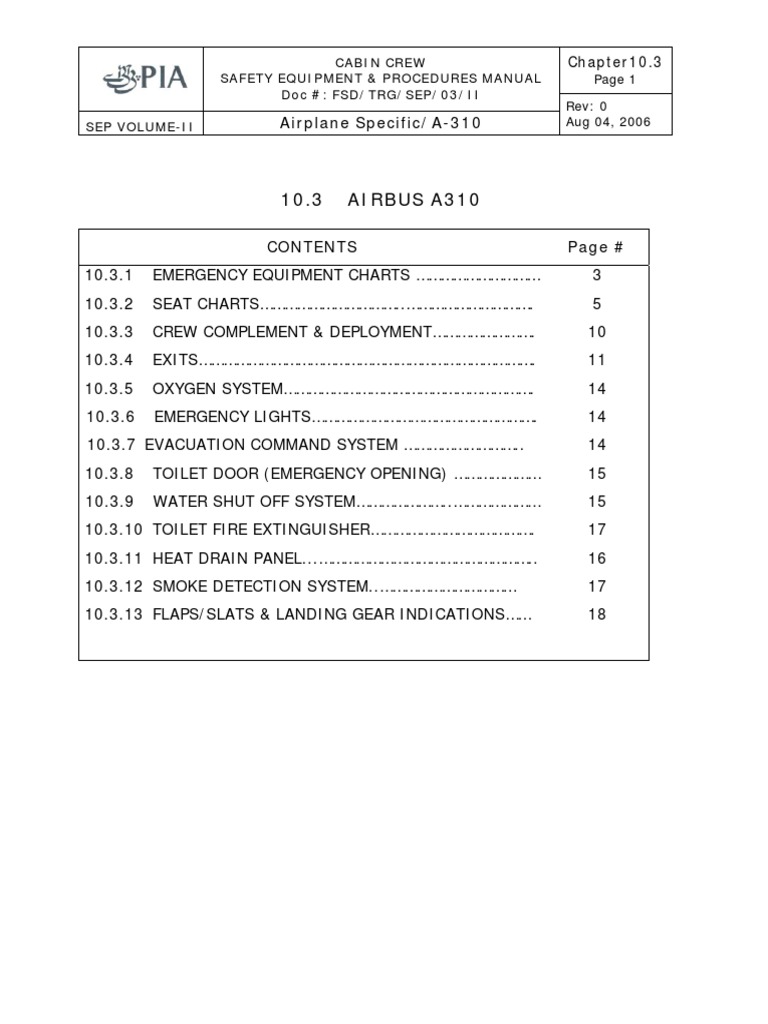 A310 Cabin Crew Safety Procedures | PDF | Flight Attendant | Door